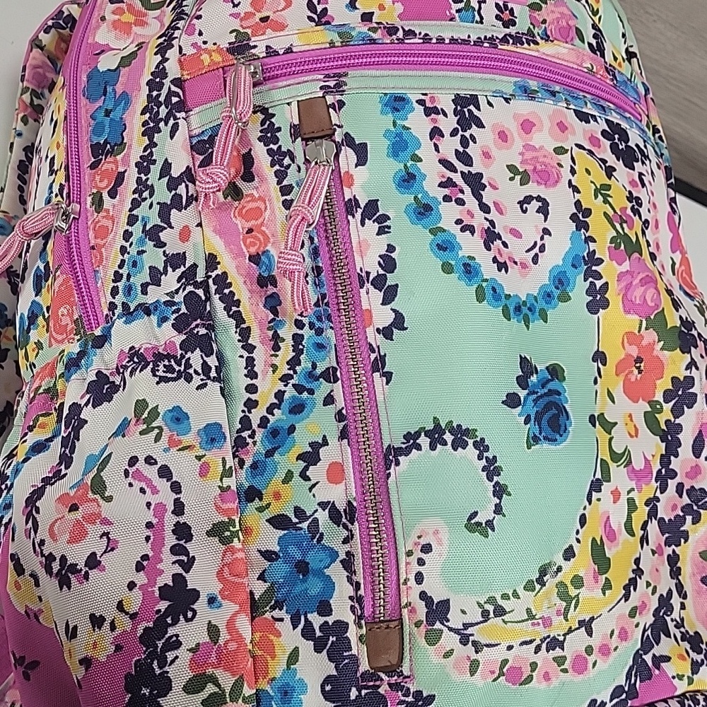 Vera Bradley Pink & Mint Floral Paisley Backpack - Picture 8 of 15
